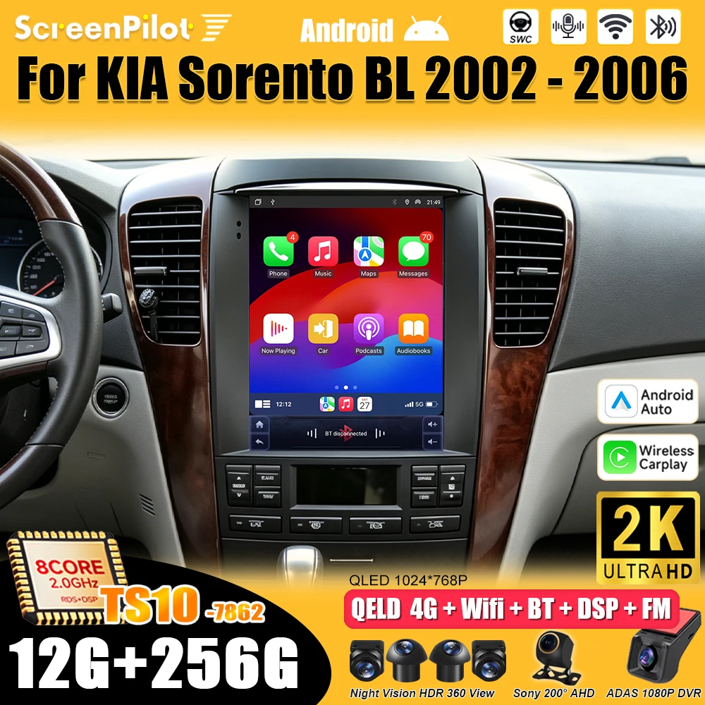 Radio Android para Auto Kia Sorento BL 2002 - 2006, Unidad Principal Estéreo, Reproductor Multimedia de Video, GPS, Navegación, Pantalla Vertical de 9.7 Pulgadas, Wifi, DSP, 5G 1