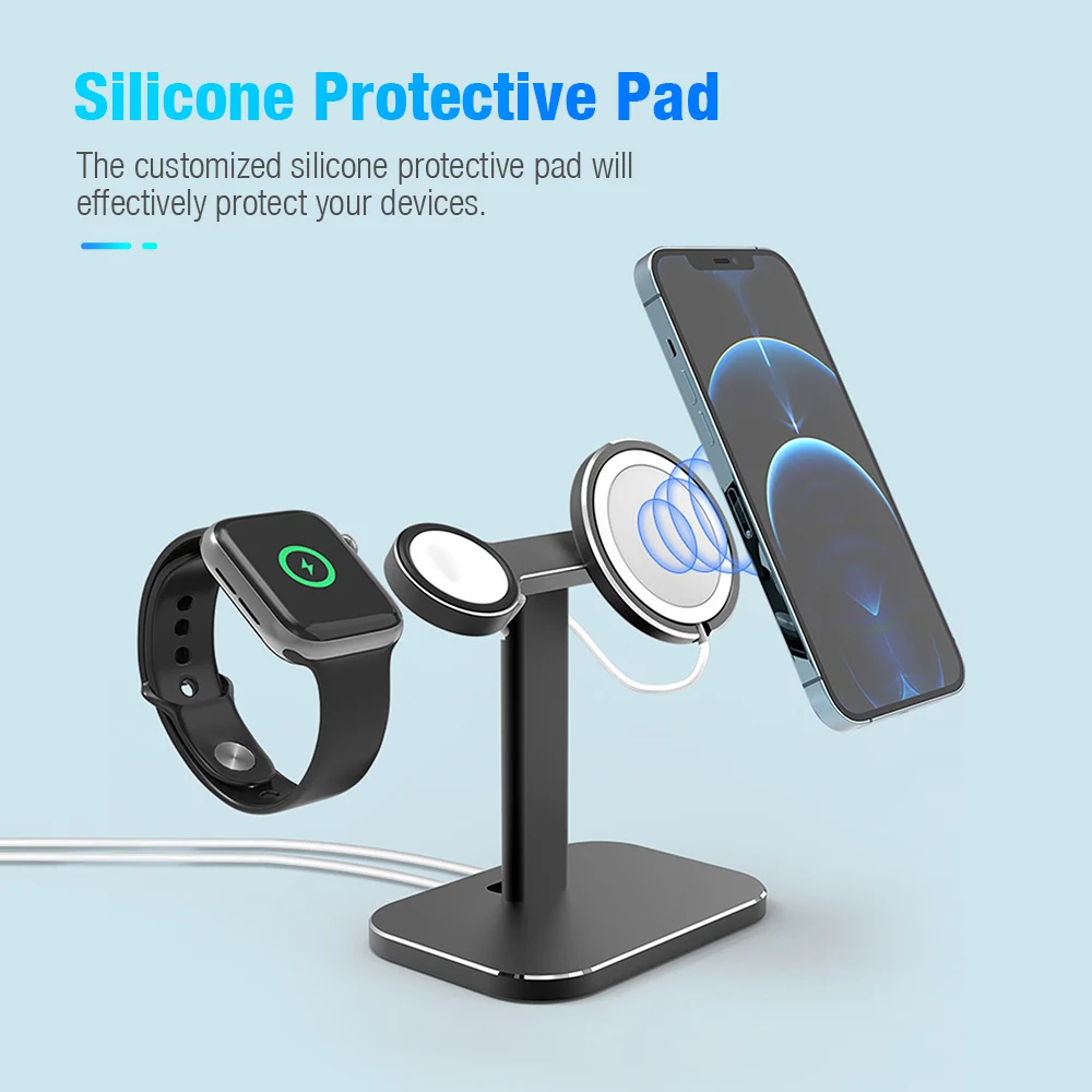 Watch Phone Holder Stand for Magsafe Charger Apple Watch Adjustable Aluminium Alloy Bracket for iWatch iPhone 13 12 Pro Max Mini