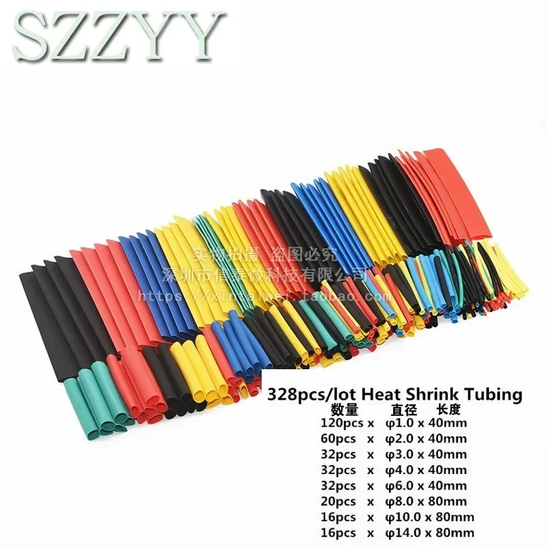 Heat Shrink Tubing 328Pcs 8 Sizes 5 Color Multi Color Polyolefin 2:1 Halogen-Free Heat Shrink Tubing Tube Assortment Sleeving Wrap Tubes