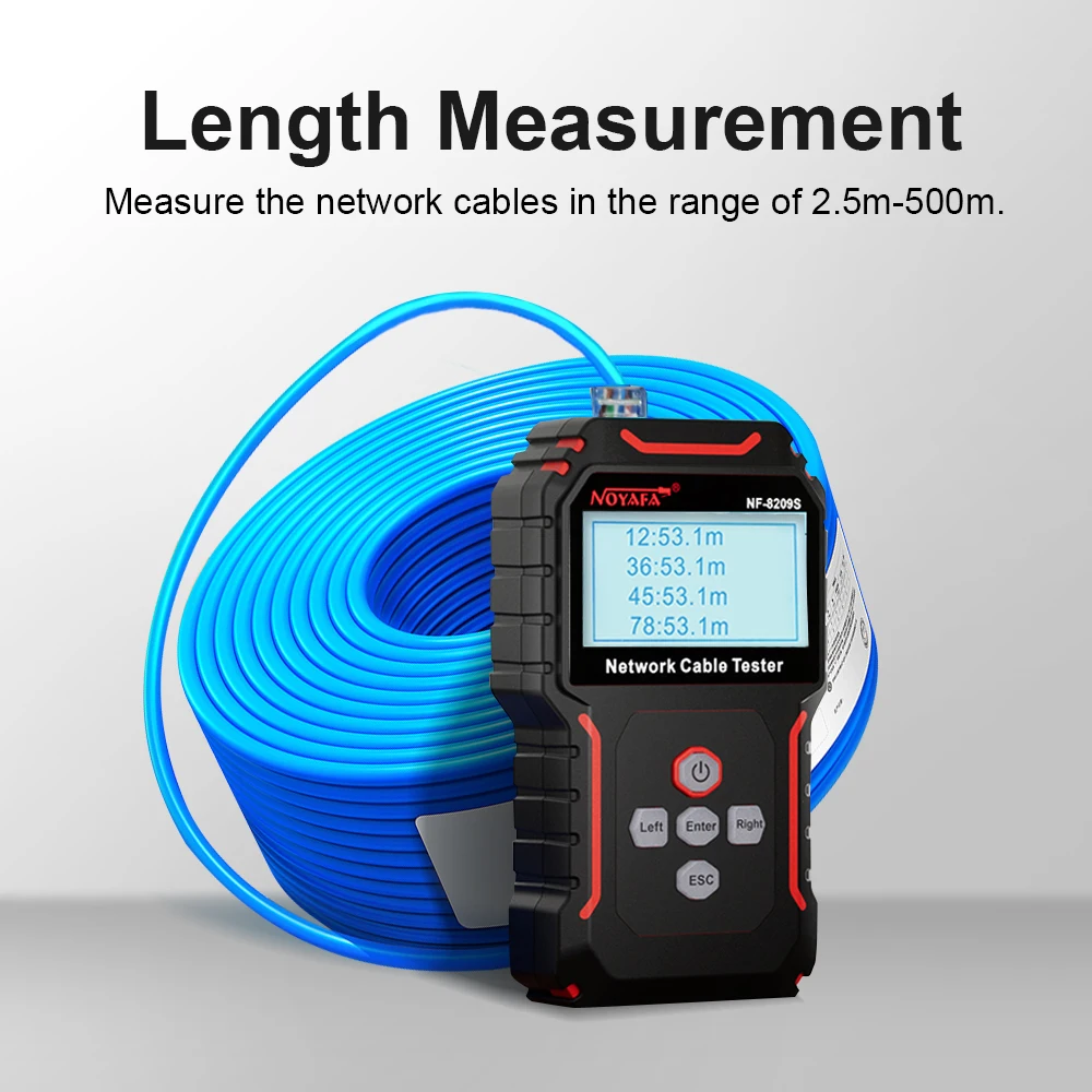 Noyafa Network Cable Tester NF-8209S Cable Tracker LCD Display Poe Checker Cat5 Cat6 Measure Length Wiremap Tester, network cable tester