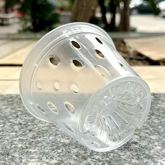 5Pcs 11/12.5/14/15/17cm Planter Pots with Side Holes Orchid Flowerpot with Trays Breathable Transparent Plastic  Flowerpot 3