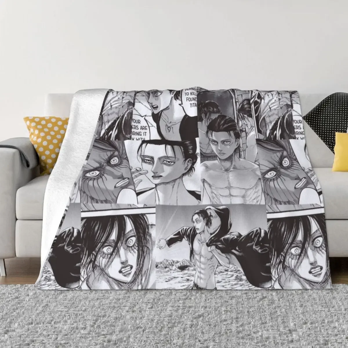 

Eren Yeager Attack On Titan Blankets Flannel All Season Shingeki No Kyojin Anime Soft Throw Blankets for Home Car Bedspreads