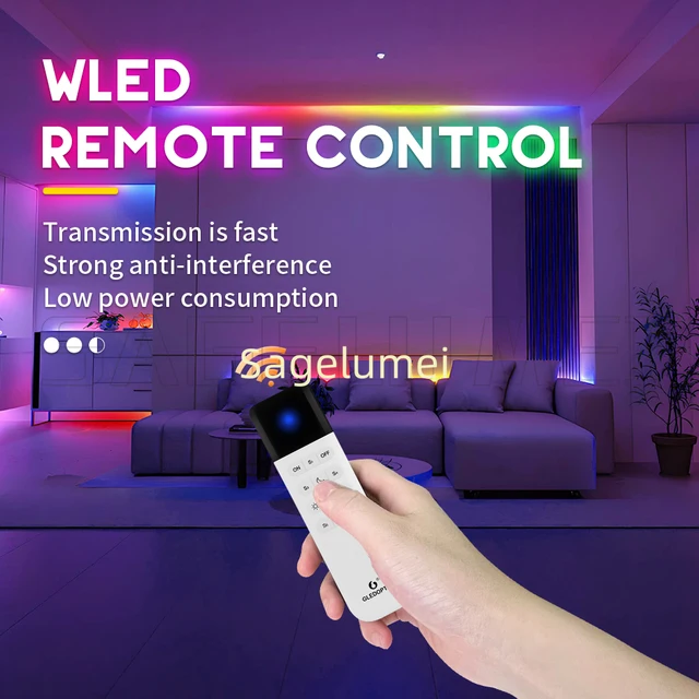 WLED Remote GLEDOPTO Control ESP Now 7 Group Preset Scenes 2.4GHz WiFi Wireless 50M Distance On OFF Dimmable Brightness Adjust