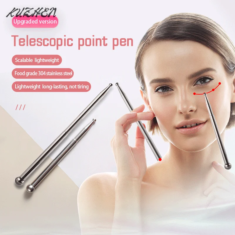

Facial Reflexology Massage Tool Retractable Acupuncture Pen Double Headed Ear Care Tool Point Probe Pen For Face Massager