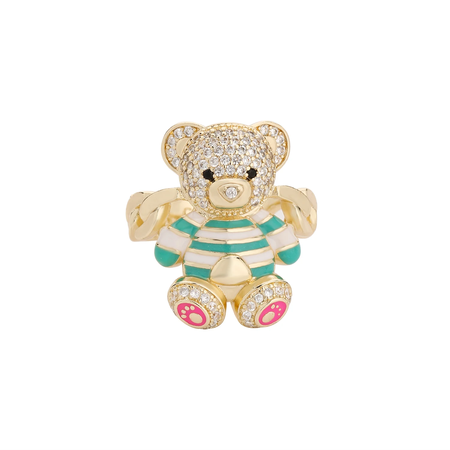 アクセサリー la.vex TEDDY BEAR JEWEL VCT exquisite clothed teddy bear ring original zircon copper