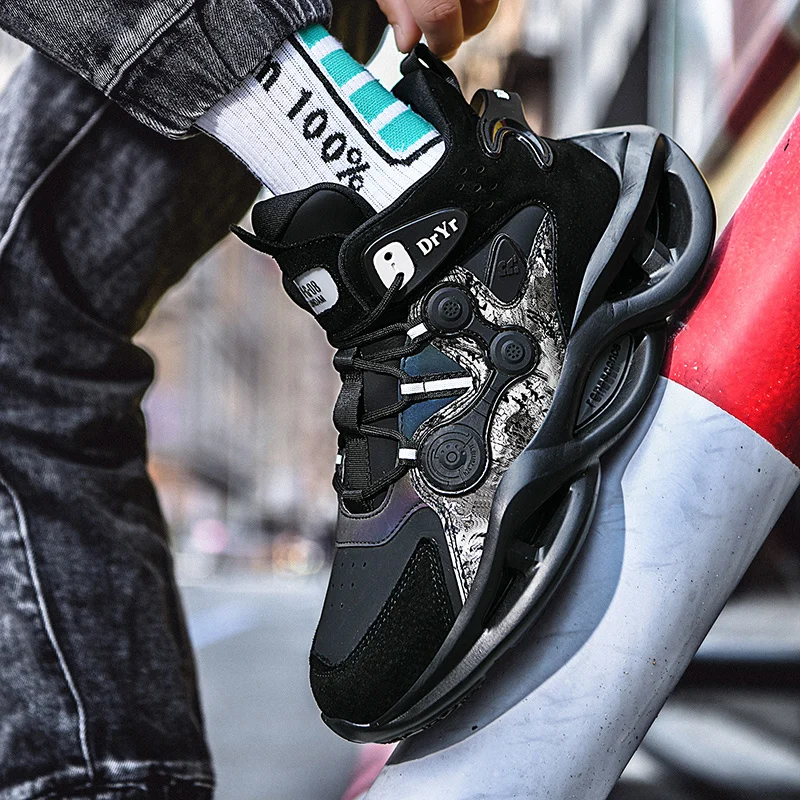 

Plus Size Men Running Shoes 45 46 Blade Sole Cushion Chunky Sneakers For Man Fashion Height Increased Men's Platform Sport Shoes