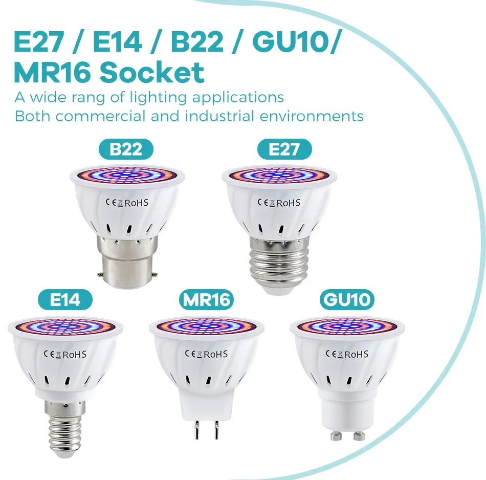 Description Picture 5 of itemLED Plant Grow Light Bulb E27 Full Spectrum GU10 Hydroponic B22 Seeding Cultivation Lamp MR16 Succulent E14 Growth Lighting 220V