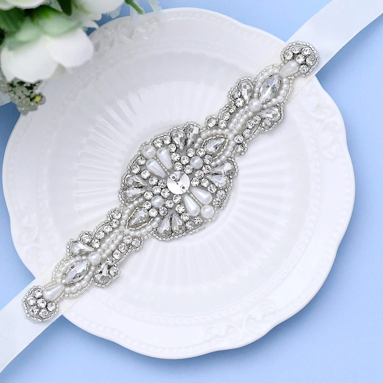 Pearl Belts for Women Rhinestone Belt for Wedding Dress Party Belts
