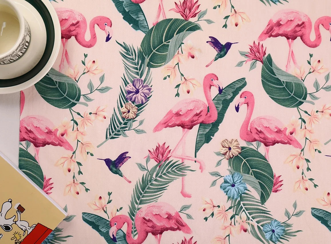 Flamingo Twill 100% Cotton Fabric for DIY Sewing & Crafting