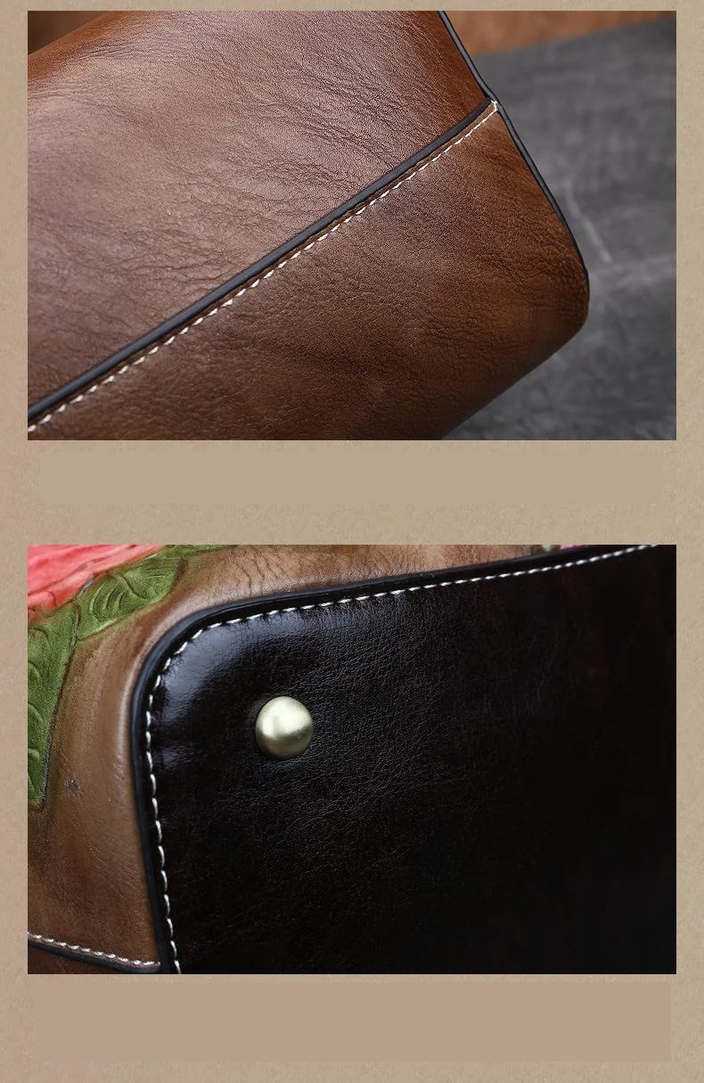 Sc3b071327b594f418189ffd2b11b4b54t Retro Women Bag Vintage Bucket Shoulder Bags For Women, New Handmade Embossed Leather Handbag Floral Tote Bag Female Mallzona