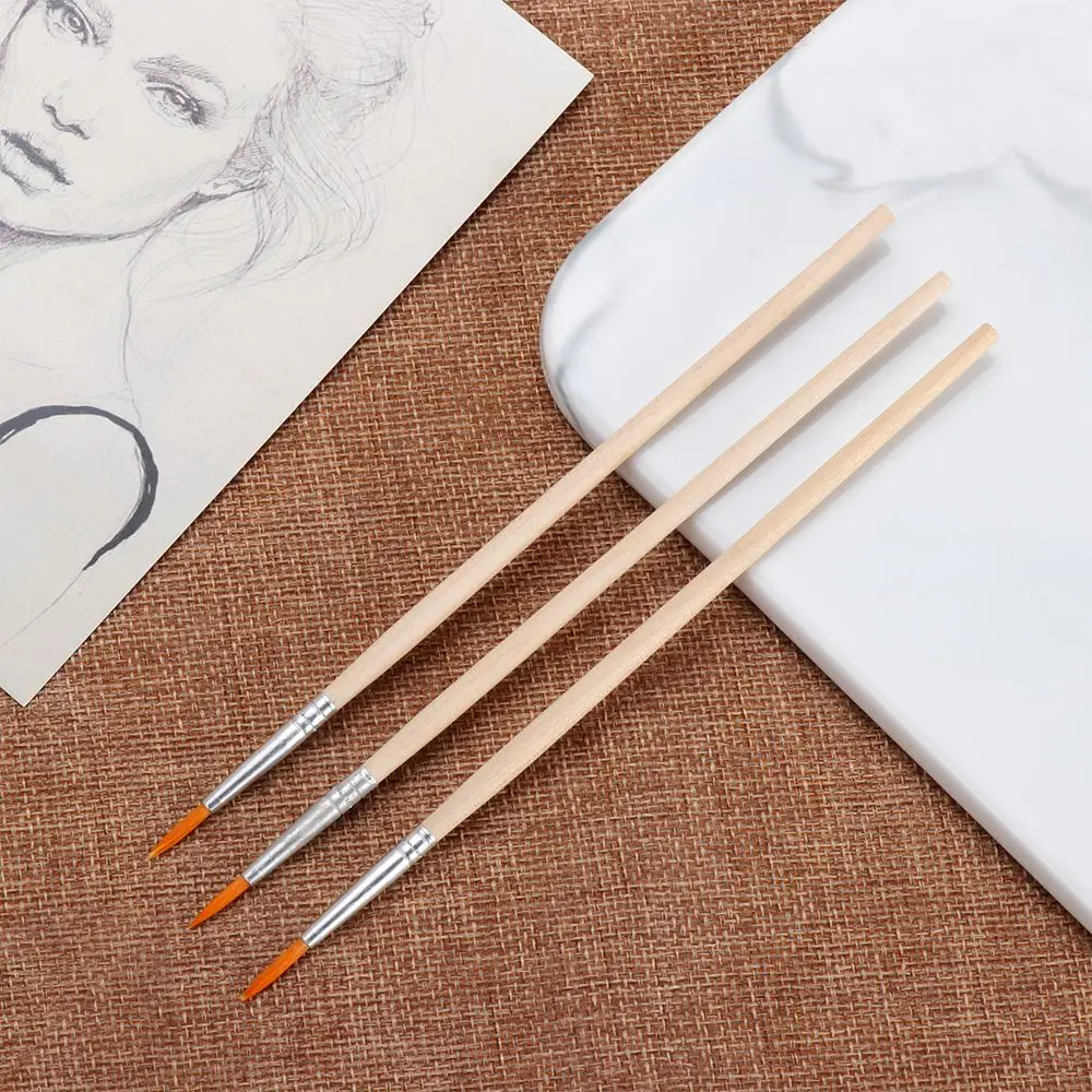 Painting Brushes 10pcs Wood Handle Hook Line Pen Art Supplies Drawing Brush Painting Pen Watercolor Calligraphy Paint Brushes