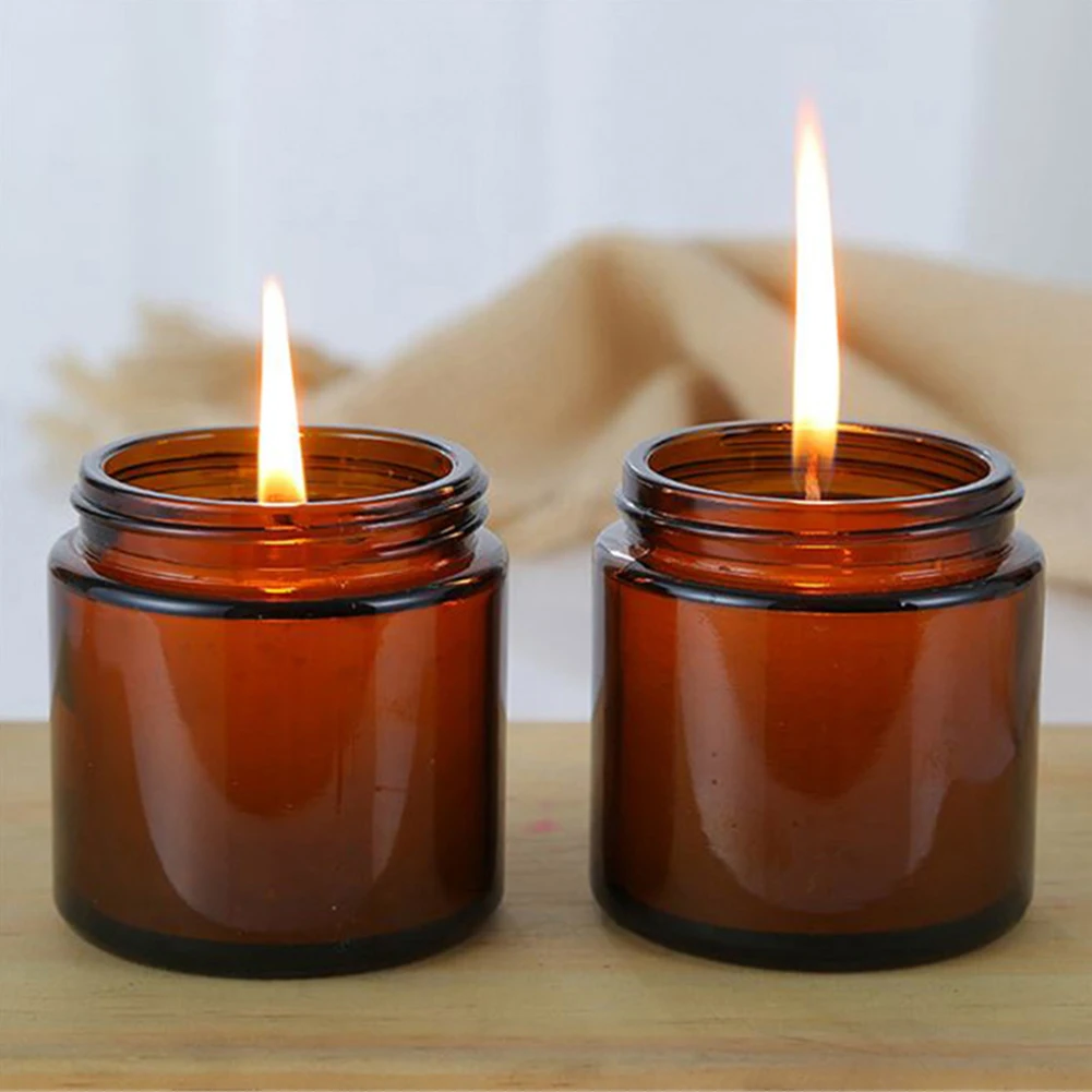 Handmade Glass Cosmetic Jar, Body Lotion Cream Container, Skincare Brown Cosmetic Candles, Aromatherapy, 100g 5