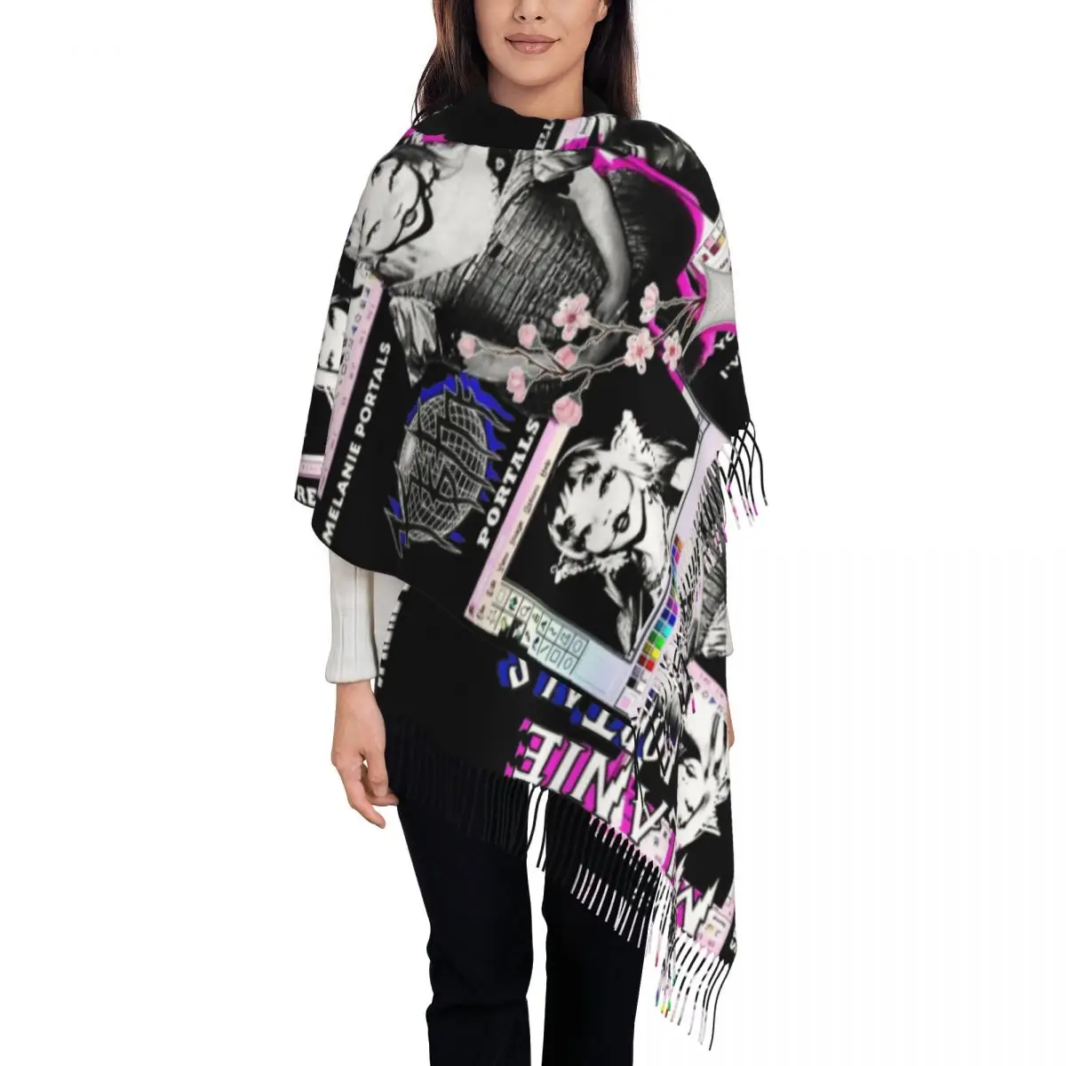 

Women's Scarf with Tassel Melanie Portals Large Winter Warm Shawl Wrap Melanie Martinez Artist Daily Wear Cashmere Scarf