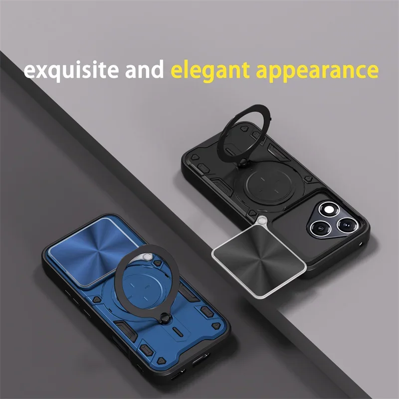 Enhanced Magnetic Slide Lens Back Case with Stand Holder