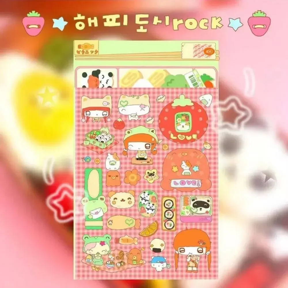 점심 소녀 구카 구판 스티커, 한국 스타일 DIY 핸드북 재료 장식 스티커