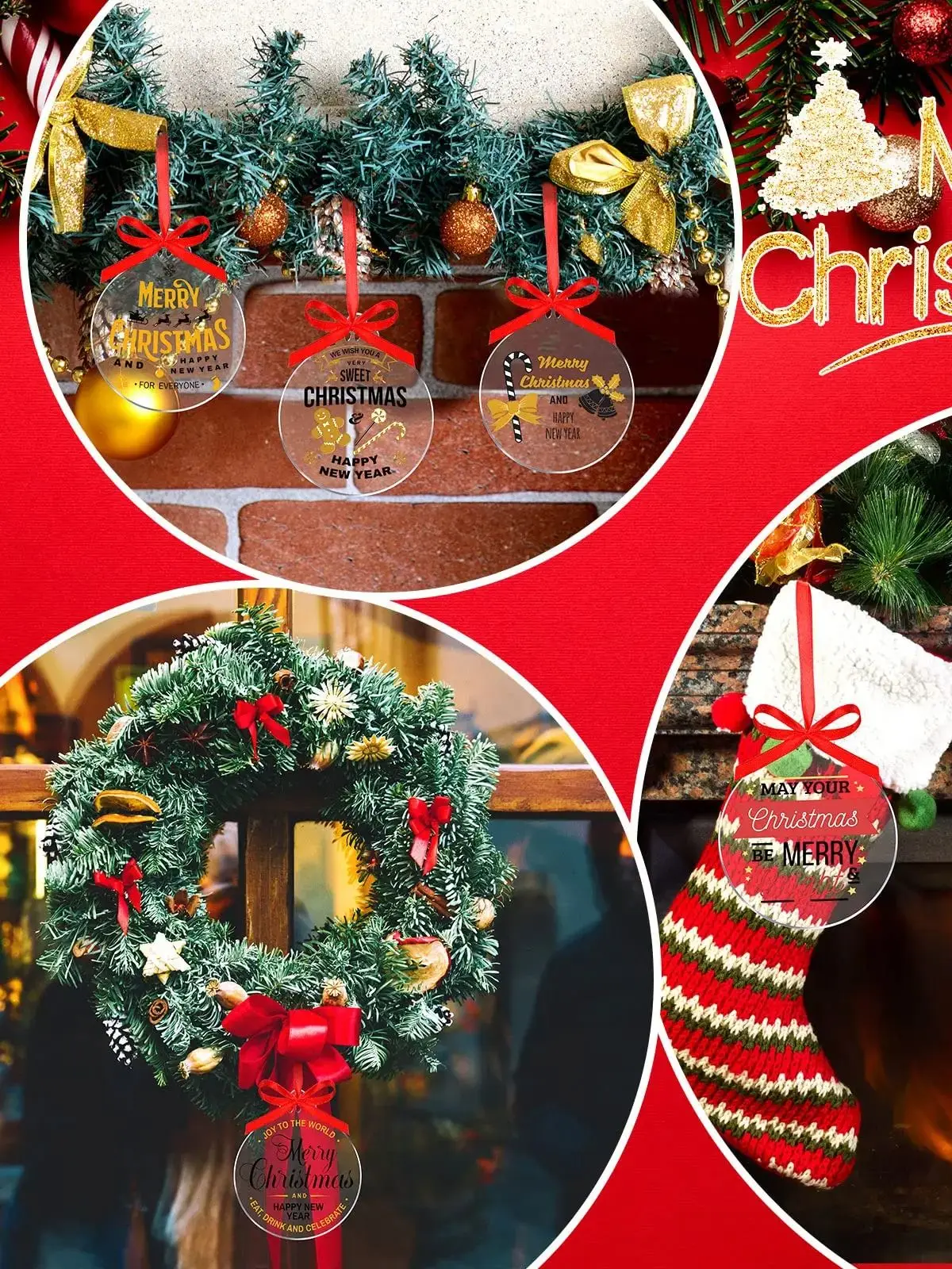 50pcs Christmas Hallowmas Clear Acrylic Ornament Blanks Bulk Round Acrylic Discs Ornament Vinyl Christmas Hanging Cir_voghion.com