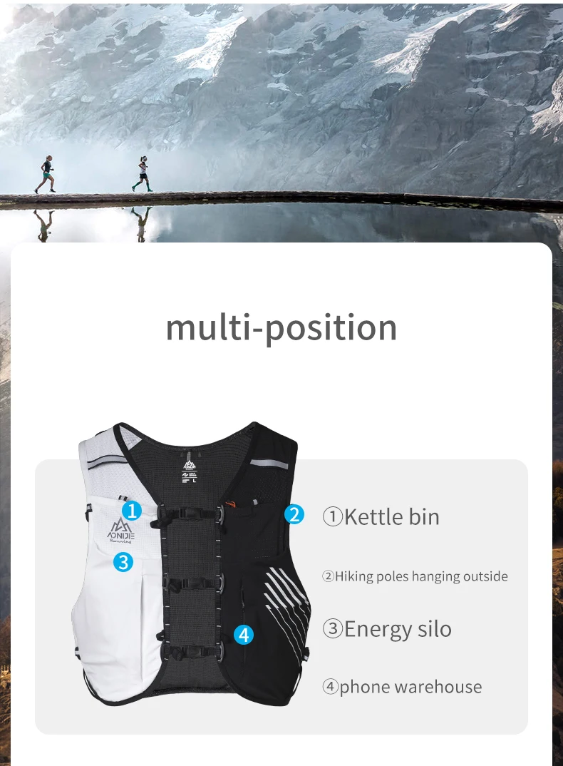 AONIJIE 10L  Running Backpack Hydration Bags Lightweight Off-Road Hydration Packs Vest Hiking Rucksack 3