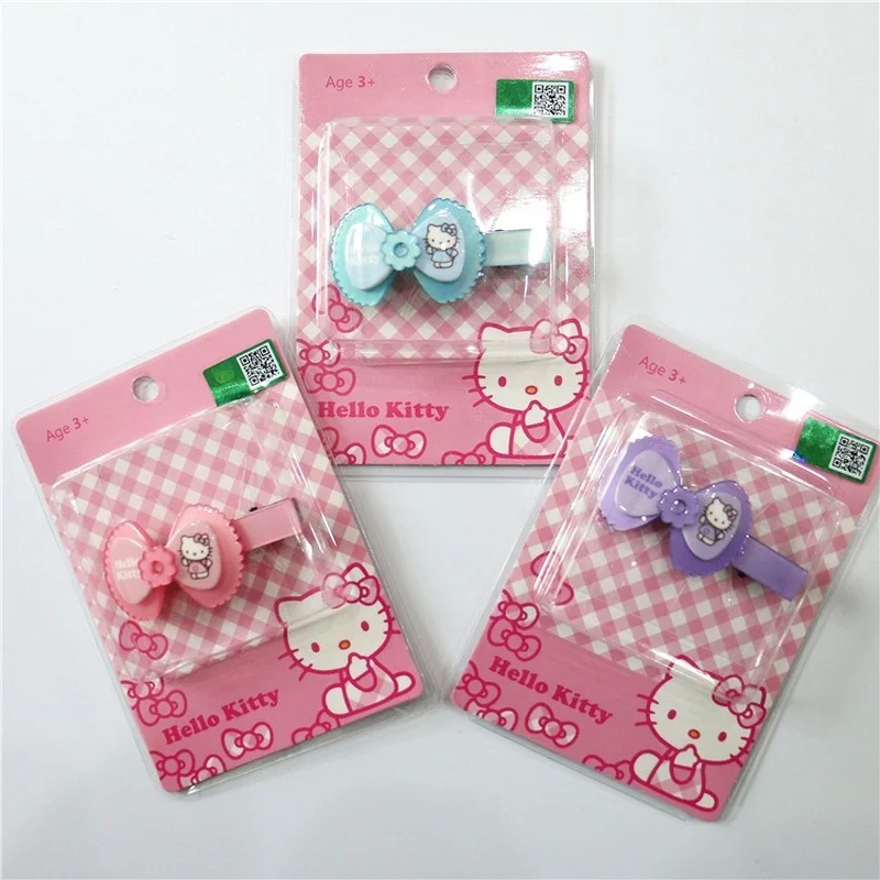 Hello Kitty Hairclips Kawaii Hair Accessories Sanrio Baby Girl Bows Hair Clip Headbands Ties