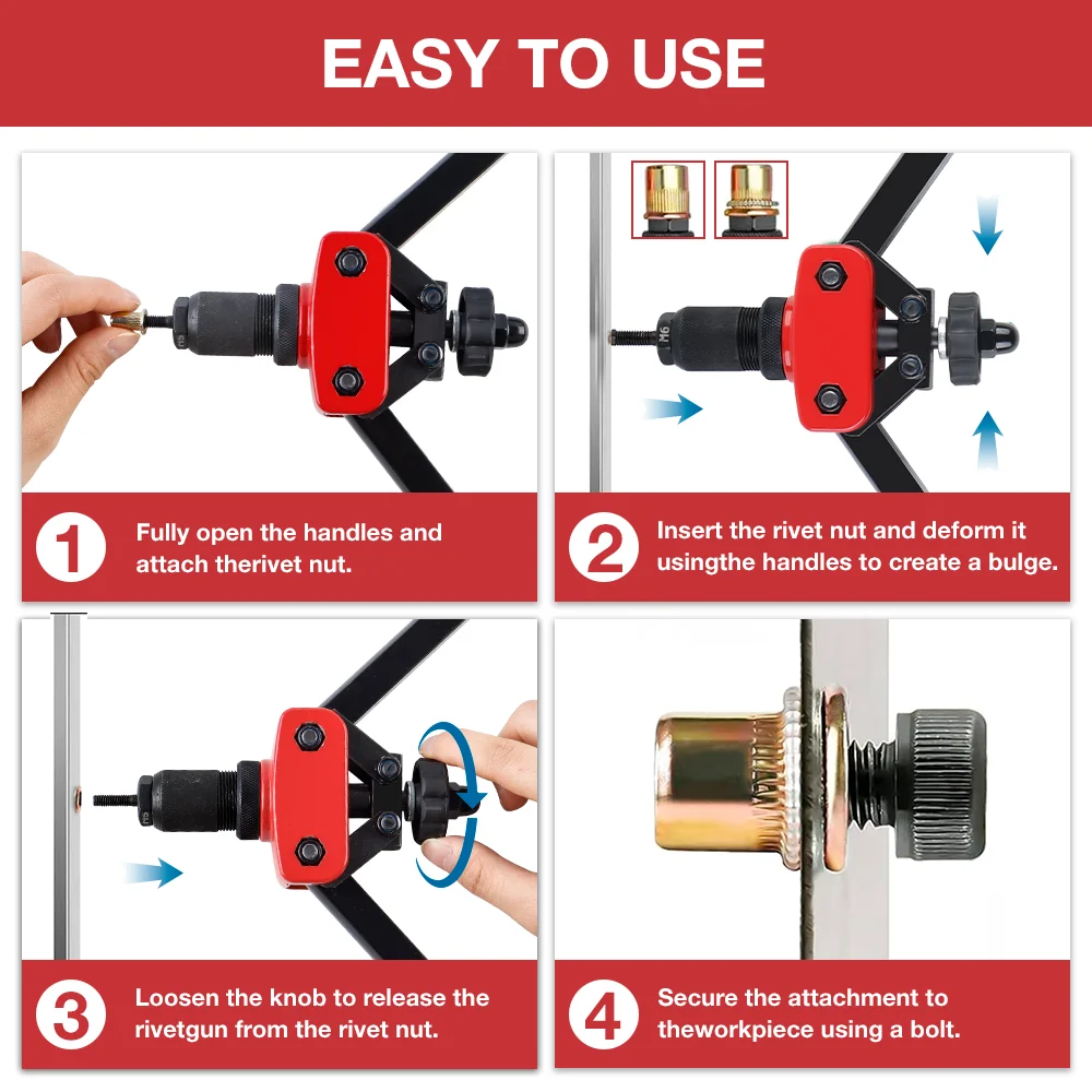 مسدس صواميل البرشام اليدوي، متوافق مع الصواميل M3،...