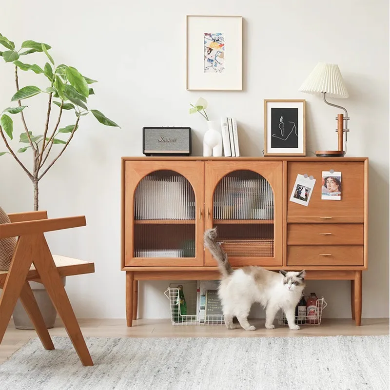 Japanese Solid Wood Sideboards Nordic Vestibule Storage Drawers Kitchen Cabinets et Cupboard Furniture Aparador Blanco FYSB