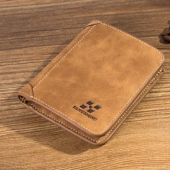 New Men's Wallet Short Frosted Leather Wallet Retro Two Fold Vertical Wallet Youth Korean Multi-Card Wallet 2022 Luxury Wallet 1