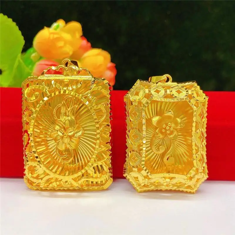 HOYON 24k Gold Color True Pure Men's Jewelry 2022 Trend New Two Gold Jewelry with Flower Necklace Pendant Wedding Gift for Wife