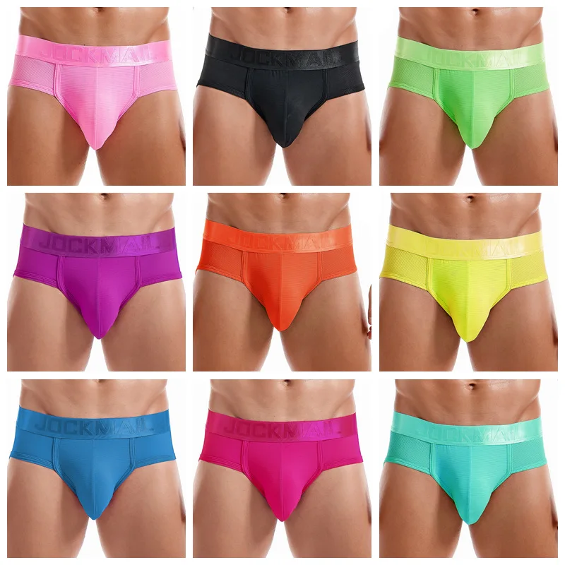 

Sexy Solid Color Low Waist Men's Underwear Sports Breathable Mesh Swimming Shorts Casual Home Boxer Briefs Male Bikini