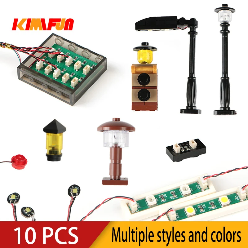 10PCS 0.8mm Pin RGB LED Building Blocks USB Lamp DIY Street Light City Electric Decorate 1X1 Brick Compatible All Brands