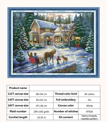 Snowscape Snowy Night Christmas Patterns Cross Stitch Embroidery Kit - 16CT picture printed (Return from Christma)