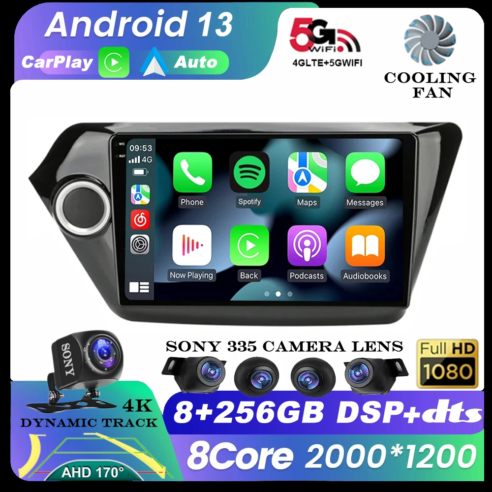 

Android 13 Car Radio For Kia RIO 3 2011 2012-2016 Multimedia Video Player Navigation GPS Carplay Auto DVD Stereo AM Screen QLED