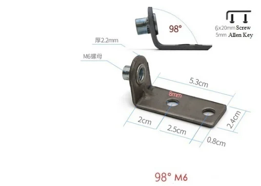 4Pcs 90 98 Degrees L Shaped Transforming Pivot Bracket M6 M8 Threaded Nut Furniture Chair Hardware Fitting