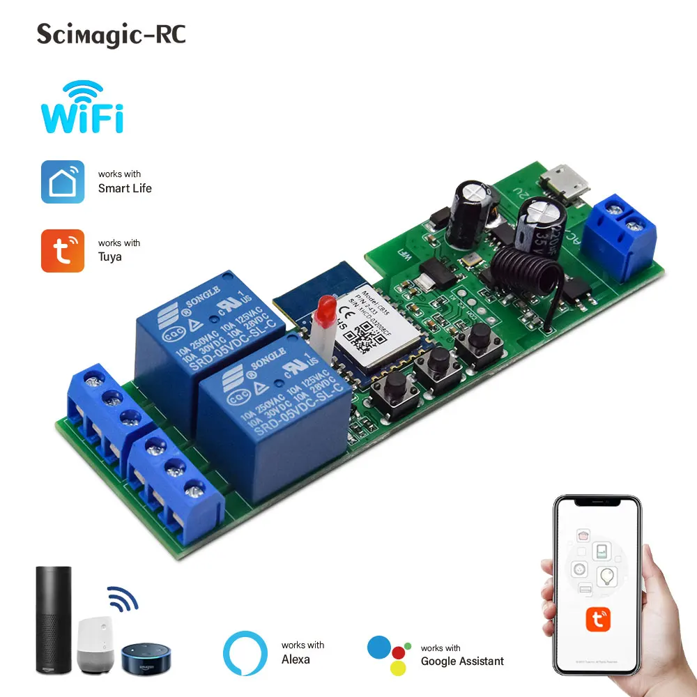 

DIY умный дом Wifi двигатель переключатель модуль 2CH 7V 12V 32V 220V RF 433 Inching таймер реле для Alexa Google Home Tuya SmartLife