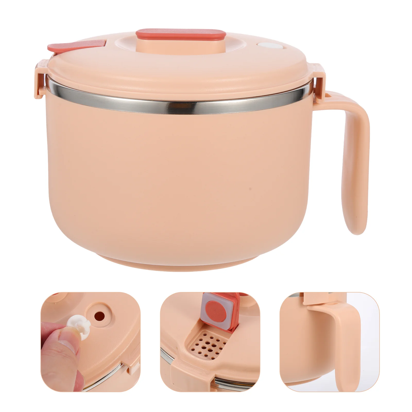 

Microwave Lunch Holder Round Noodle Bowl with Lid Lunch Container Portable Noodle Cooker