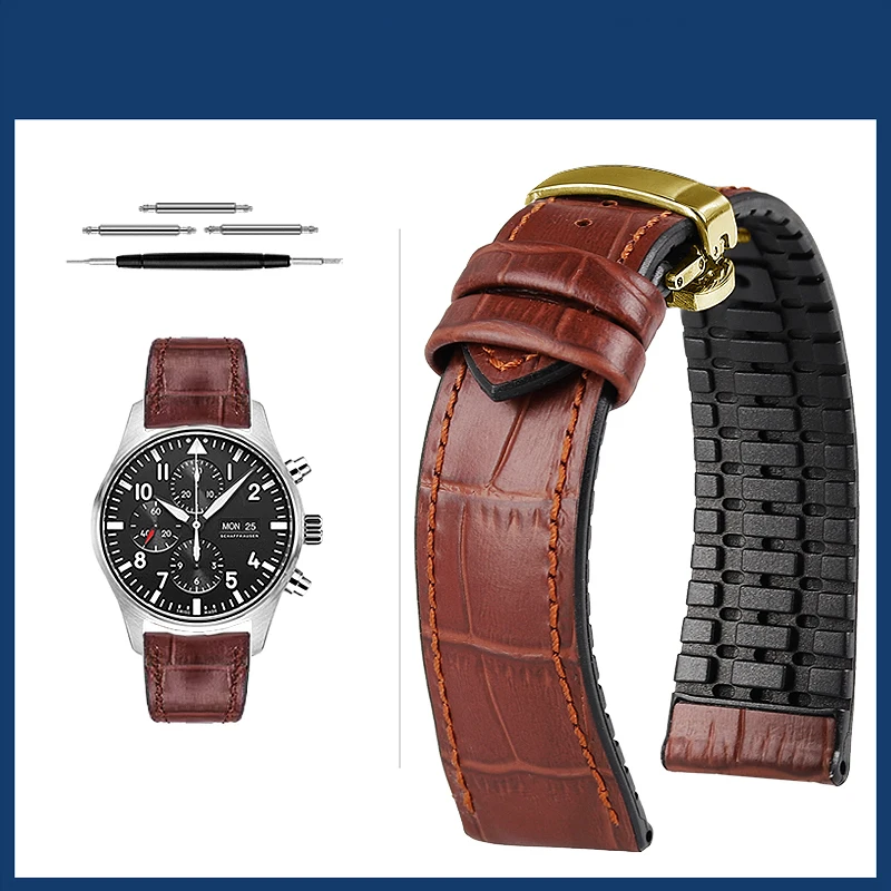 Premium Cowhide Leather Watch Strap with Butterfly Buckle - Various Sizes