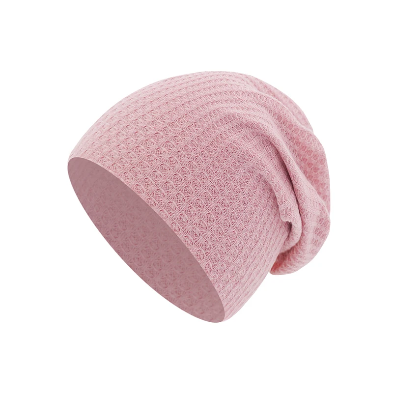 Spring Knitted Waffle Baby Beanie - Double Layer Solid Color Newborn Hat