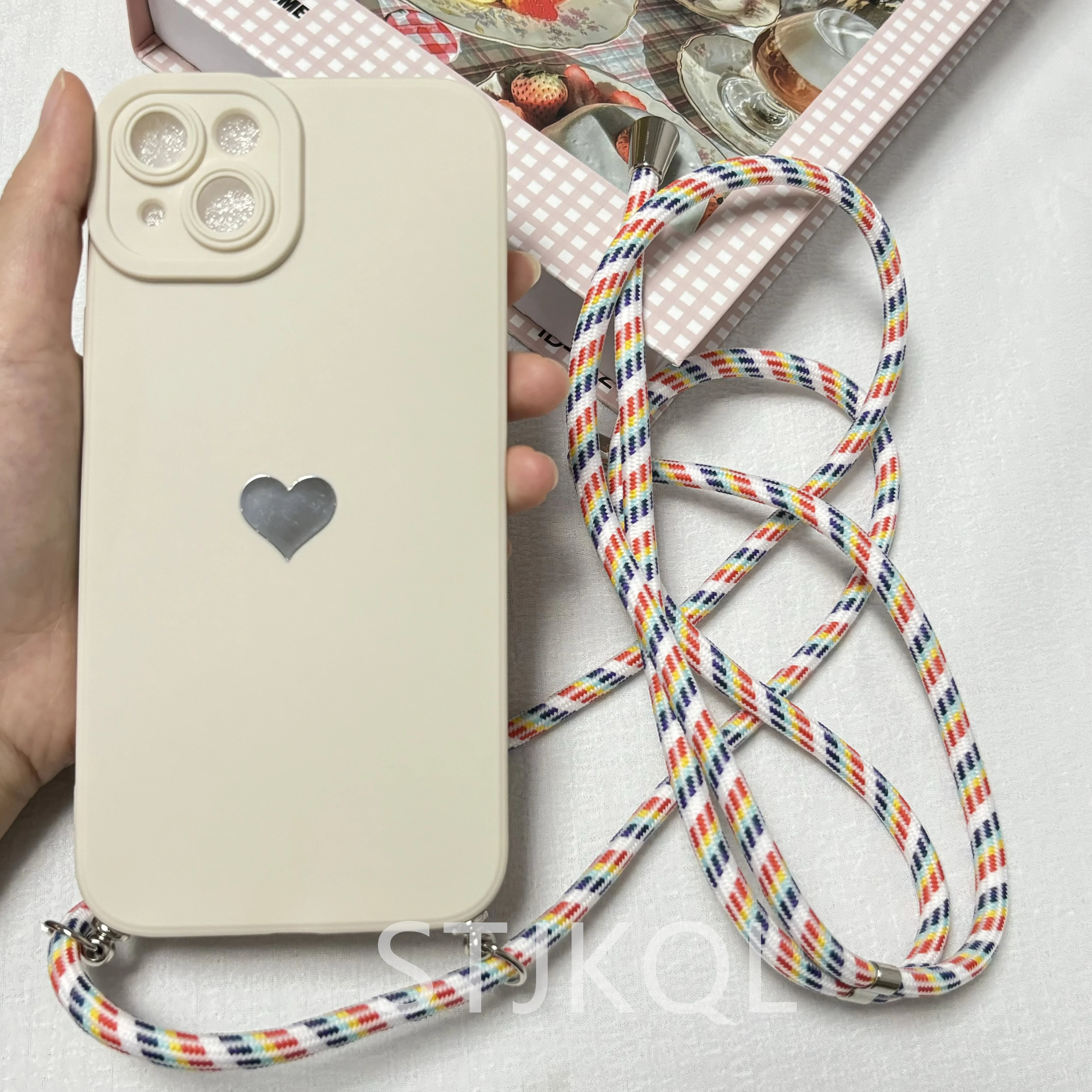 For IPhone 14 Pro Crossbody Lanyard Elastic Silicone Card Holder Phone Case(Rose Red