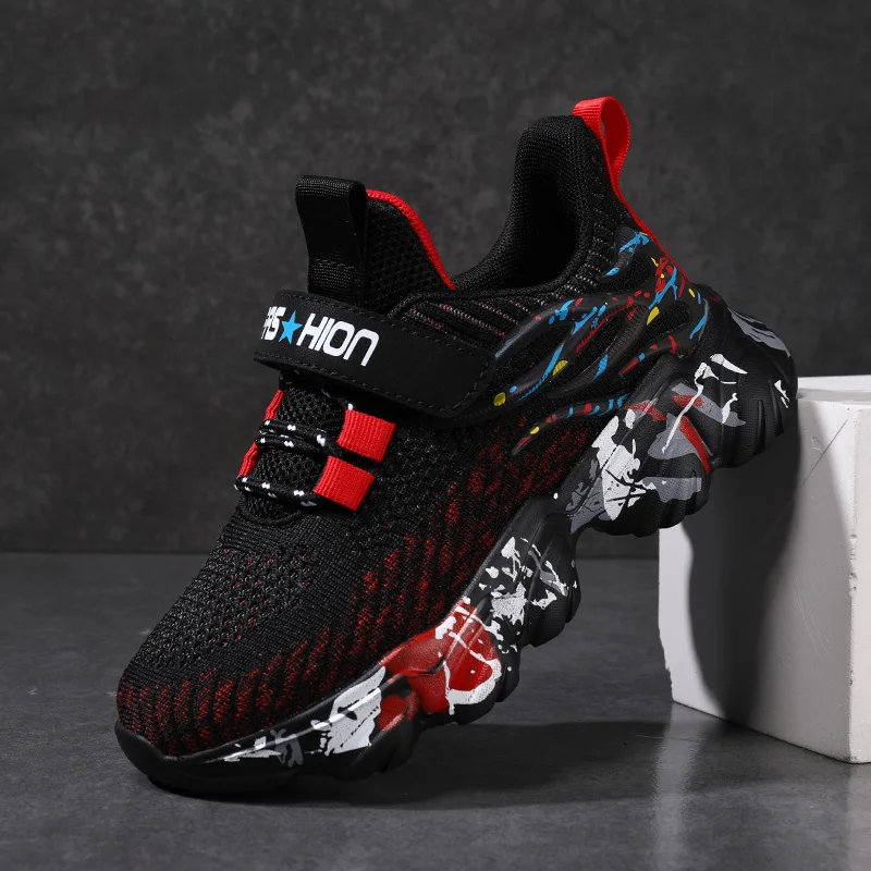 Children Sneaker Boy Shoes Sports Casual Breathable Lightweight Knit Mesh Kids Tennis Shoes Boy Sneaker