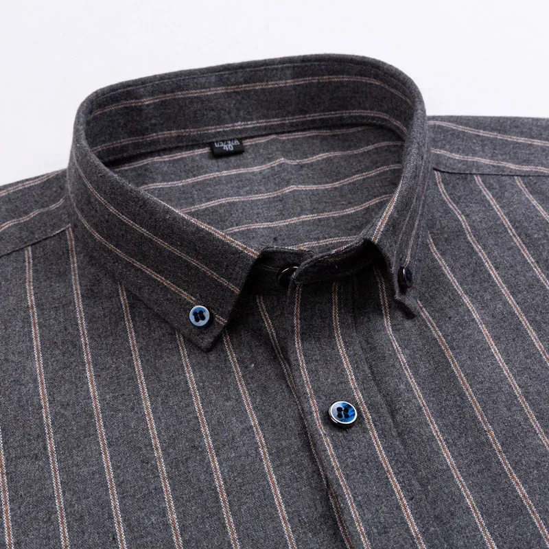 Plus Size 100% Long-sleeve Shirts for Men Casual Slim Fit Formal Plain Shirts Plaid Striped Elegants Designer Clothes - Image 4