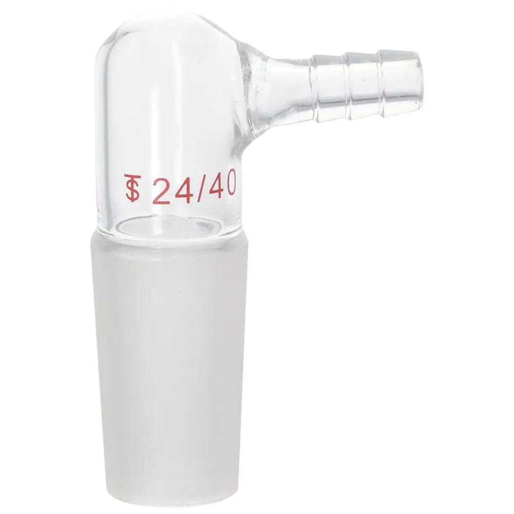 Borosilicate Glass 90 Degree Vacuum/Gas Adapter Bent Inlet Adapter with 24/40 Inner Joint and Hose for Laboratory Lab Supply