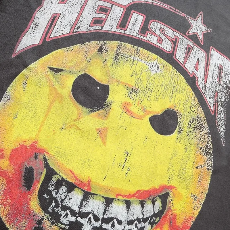 

New Washed Hellstar Studios Skull Print Men Women T Shirt Tees Short Sleeve T-shirt Hentai Goth