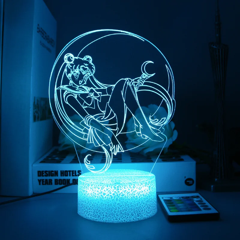 

Anime Comics Sailor Moon Night Light 3D Led Anime Light Tsukino Usagi Small Lady Light Toy Decoration Bedroom Decoration Cute