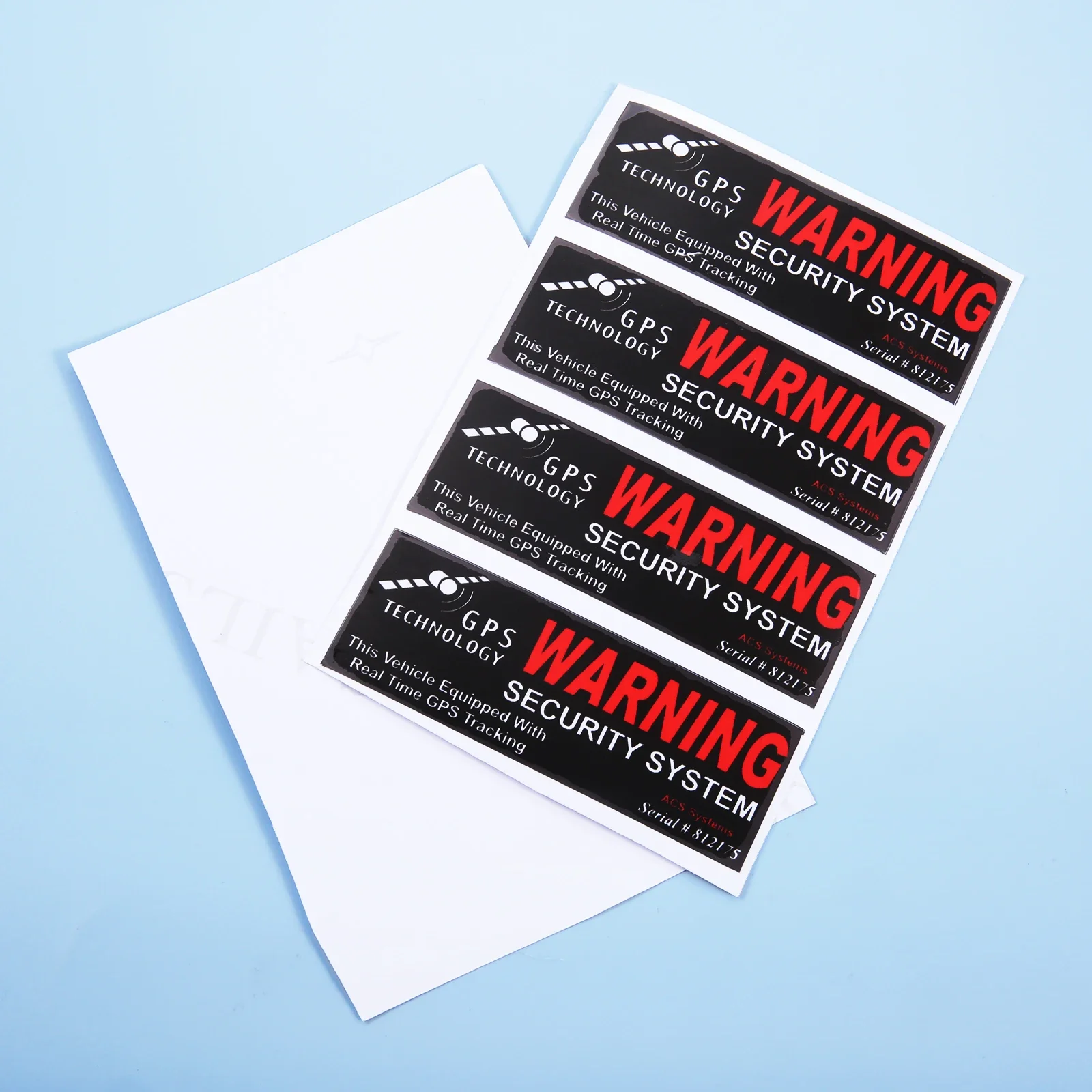 4pcs Car Sticker "Warning GPS Tracking Security" Decal Waterproof 3.5*10cm Self-adhesive Auto Truck CV RVs Anti Theft Alarm Sign