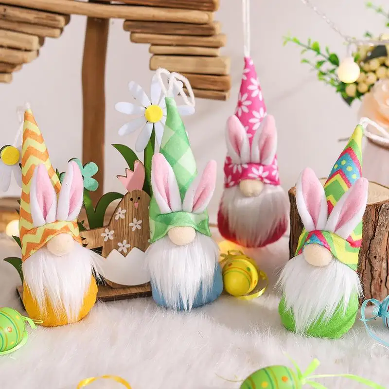 Poupée lapin de pâques Gnome sans visage, décorations de pâques  réutilisables faites à la main pour la maison, ornements de printemps  suspendus, cadeau pour enfants - AliExpress