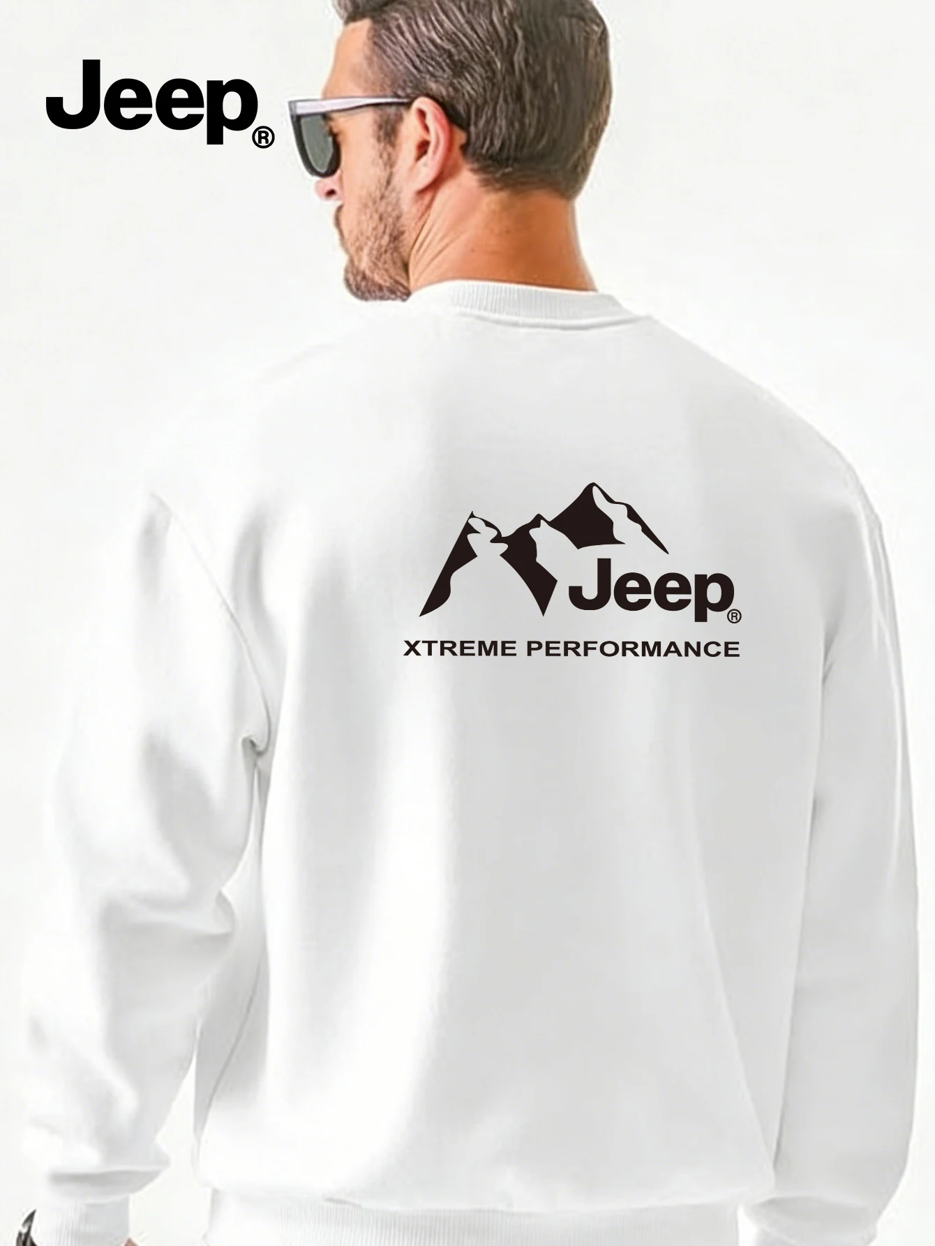 Jeep 남성용 긴 소매 크루넥 스웨트셔츠 솔리드 컬러 릴렉스 핏 소프트 통기성 다용도 캐주얼 탑 JPXWDSM005