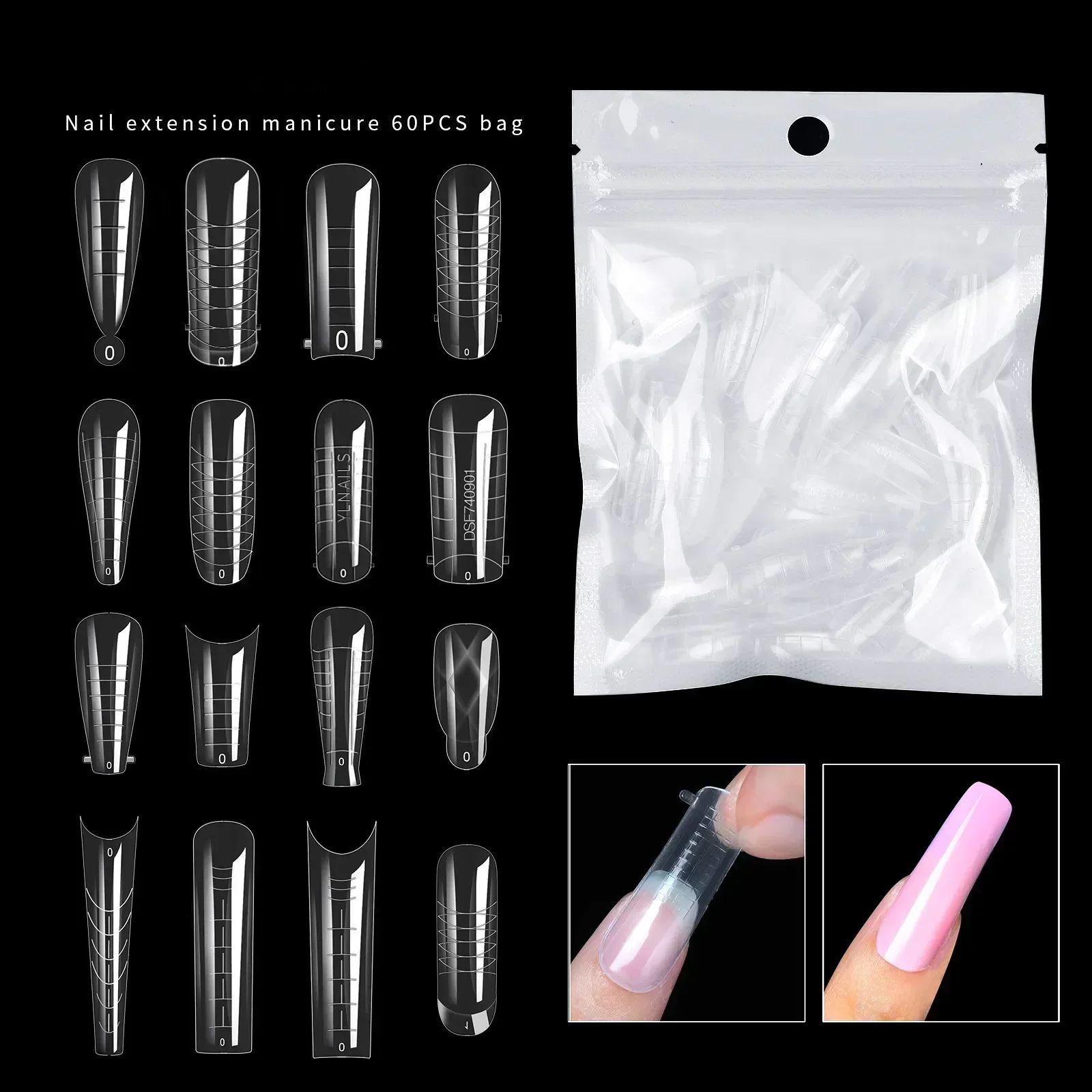 

Press On False Nails Coffin Shape Extension with Gel Accessory Kit