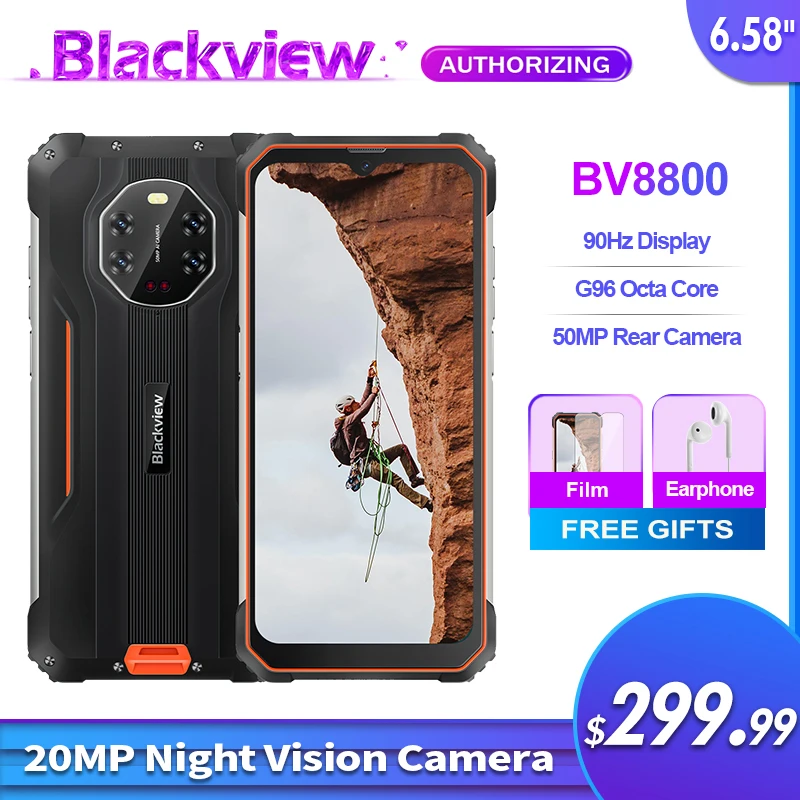 Blackview BV8800 IP68 Waterproof G96 90Hz Smartphone 8380mAh 20MP Night Vision+50MP Rear Camera Mobile Phone 33W Fast Charge |
