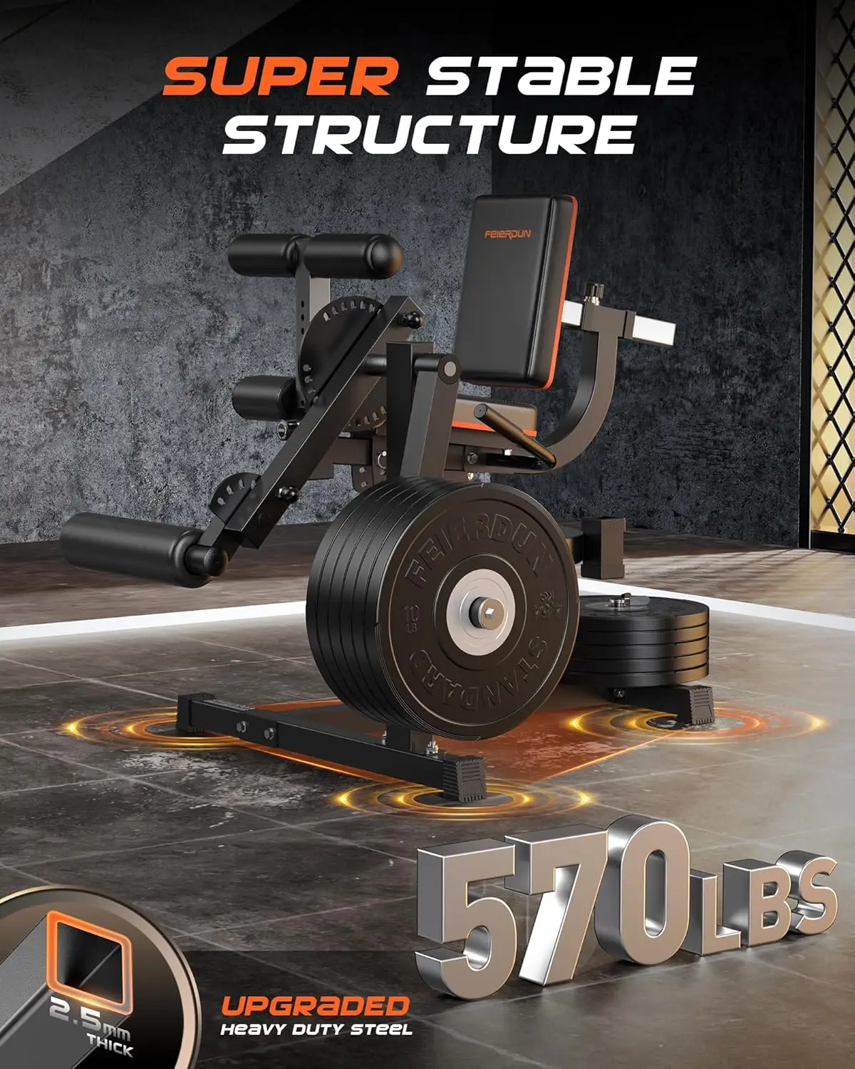 3-in-1 Adjustable Leg Extension and Curl Machine-Heavy Duty 570lbs Capacity Leg Rotary Extension Machine for Lower Bo