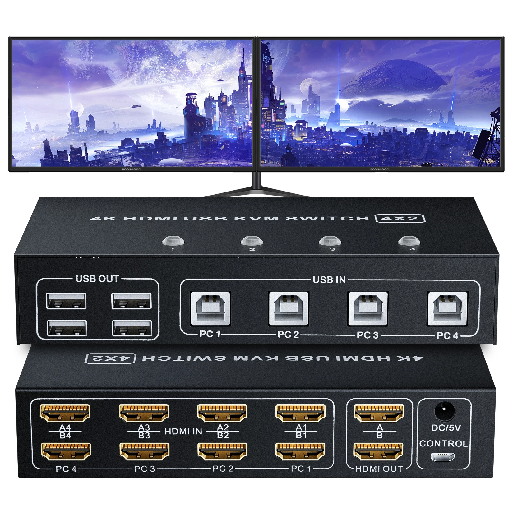 2x2-HDMI-KVM-Switch-4K-60Hz-Dual-Monitor-KVM-HDMI-Display-Estendido-USB ...