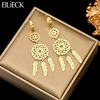 EILIECK 316L Stainless Steel Feather Dream Catcher Dangle Earrings For Women 2024 New Fashion Ear Drop Waterproof Jewelry Gift 1