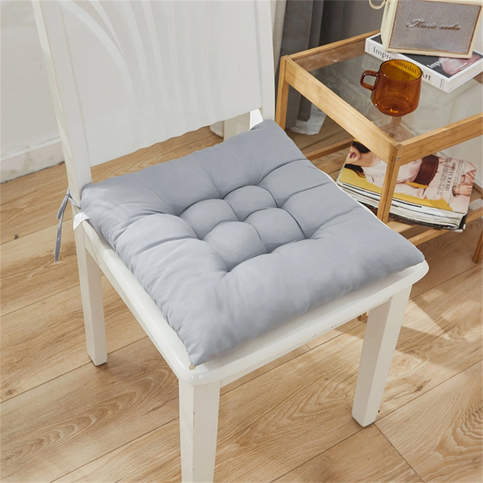 New Arrival Chair Cushion Square Cotton Upholstery Soft Padded Solid Color Sanded Cushion Pad Office Home Or Car Dropshipping